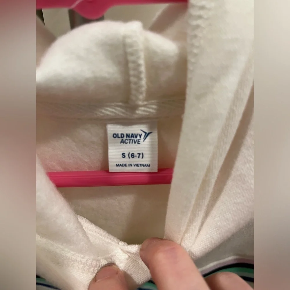 Old Navy Active white hoodie with stripe, NWT
